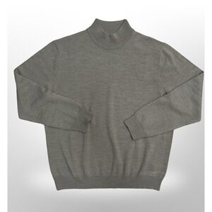 Club Room 100% Merino Wool Mock Neck Sweater Mens Large Brown Lightweight